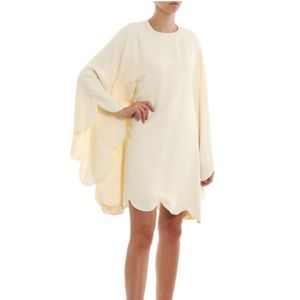 Double-Face Viscose Scalloped Valentino Cape Dress